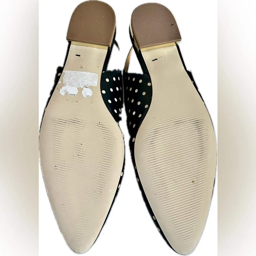 Talbots Edison Slingback Flats Polka Dot Print Gold Mirrored Low Heel Size 8M - Picture 10 of 12